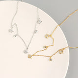 S925 Silver Necklace Zircon Star Pendant Sparkling Diamond Jewelry