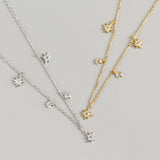 S925 Silver Necklace Zircon Star Pendant Sparkling Diamond Jewelry