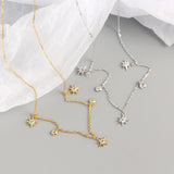 S925 Silver Necklace Zircon Star Pendant Sparkling Diamond Jewelry