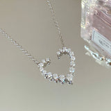 Sparkling Diamond Heart Necklace - High Carbon Diamond Jewelry