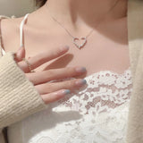 Sparkling Diamond Heart Necklace - High Carbon Diamond Jewelry