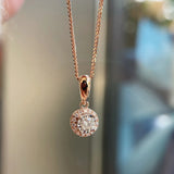 925 Silver Necklace Round Zircon Diamond Pendant Sparkling Jewelry