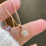 925 Silver Necklace Round Zircon Diamond Pendant Sparkling Jewelry