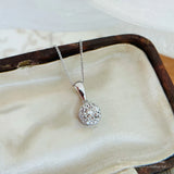 925 Silver Necklace Round Zircon Diamond Pendant Sparkling Jewelry