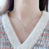 925 Silver Necklace Round Zircon Diamond Pendant Sparkling Jewelry