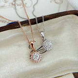 925 Silver Necklace Round Zircon Diamond Pendant Sparkling Jewelry