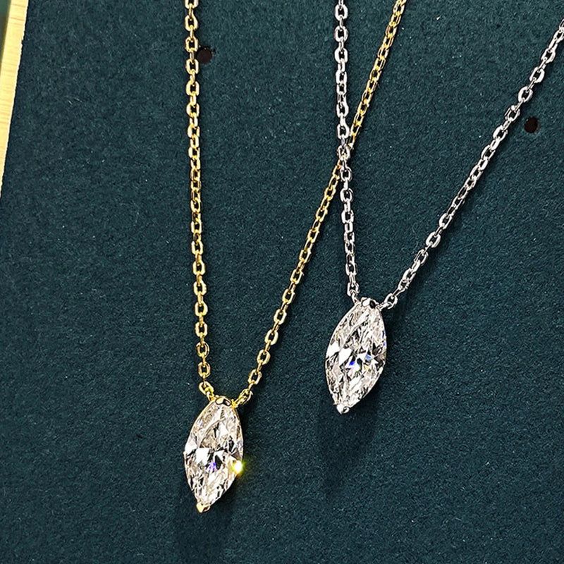 925 Silver Necklace Zircon Olive Diamond Pendant Women Jewelry Gift