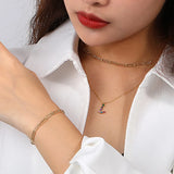 S925 Silver Alphabet Necklaces Rainbow Zircon Festive Wedding