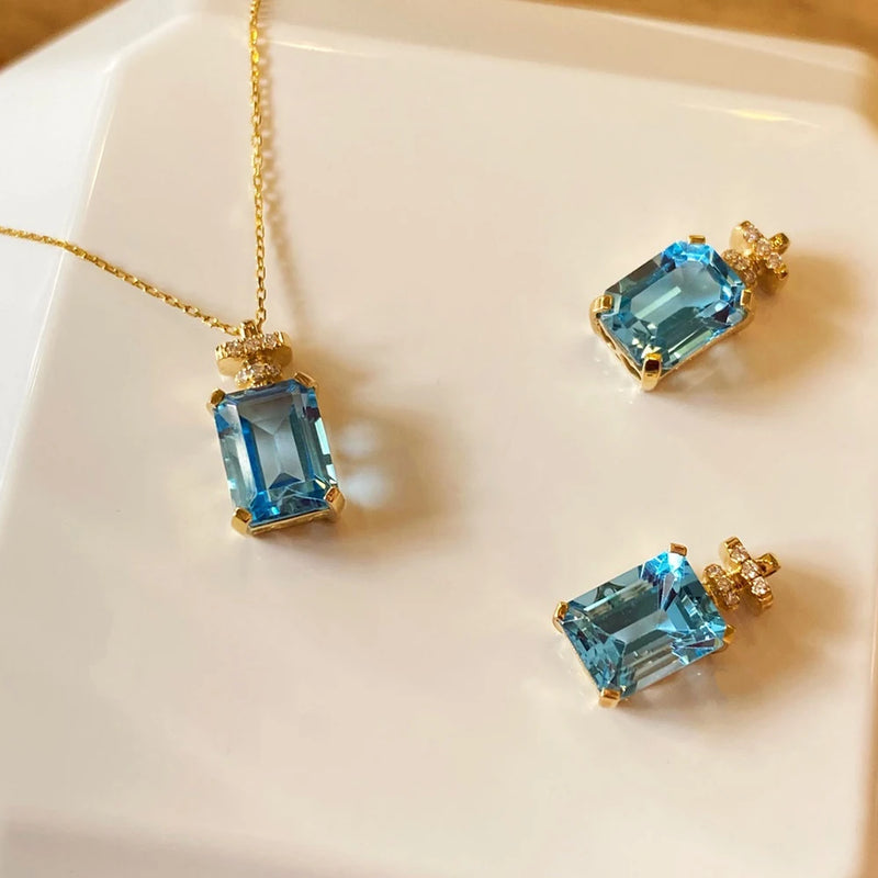 S925 Sterling Silver Rectangular Diamond Pendant Necklace for Women