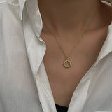 S925 Silver Circle Necklace Twist Pendant Jewelry for Women Girls