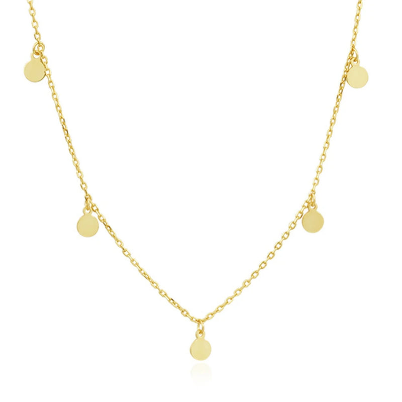 S925 Silver Disc Necklace for Women Girls