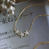 S925 Sterling Silver Necklaces Women Five Petals Necklaces Diamond Pendants