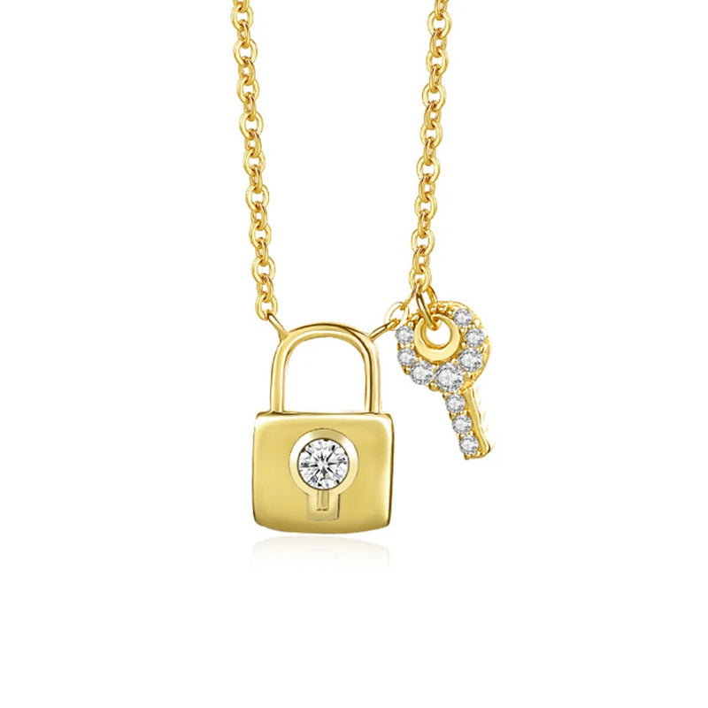 S925 Sterling Silver Locks and Keys Pendant Necklace for Women