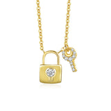 S925 Sterling Silver Locks and Keys Pendant Necklace for Women