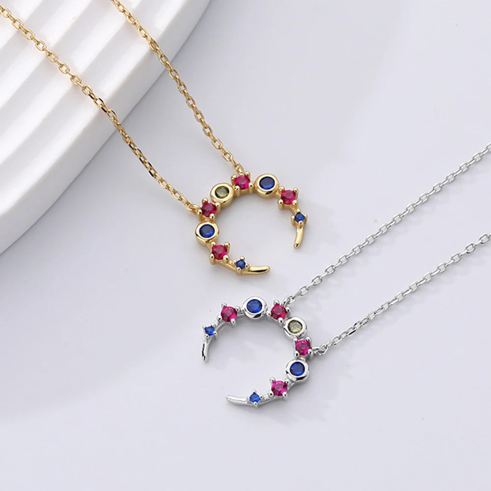 S925 Sterling Silver Moon Necklaces for Women Girls
