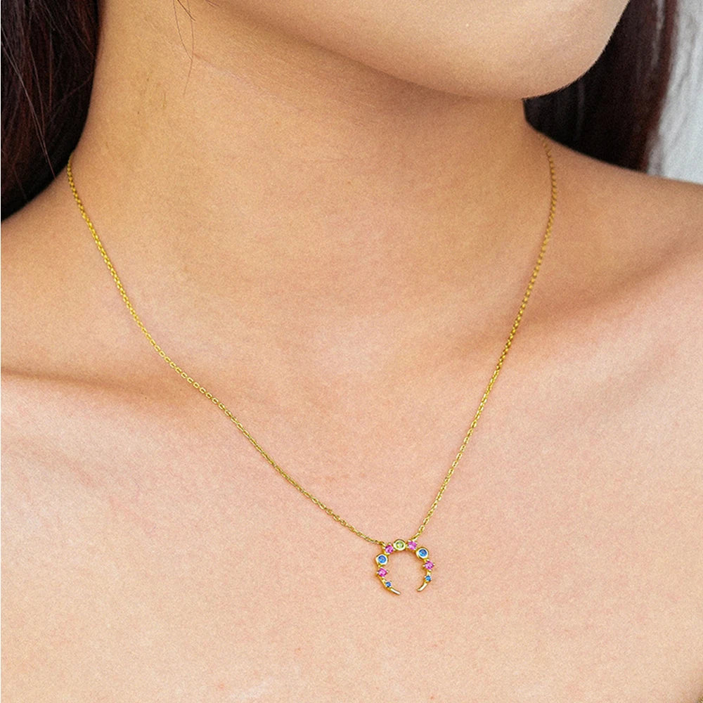 S925 Sterling Silver Moon Necklaces for Women Girls