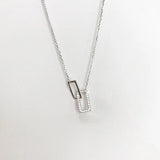 S925 Sterling Silver Rectangular Buckle Necklace for Women