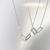 S925 Sterling Silver Rectangular Buckle Necklace for Women