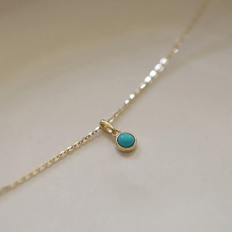 S925 Sterling Silver Turquoise Necklace Pendant Women's Jewelry