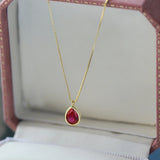 S925 Sterling Silver Red Diamond Water Drop Necklace for Women
