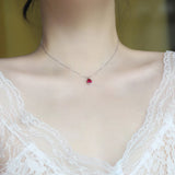 S925 Sterling Silver Red Diamond Water Drop Necklace for Women