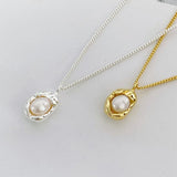 S925 Silver Pearl Necklace Women Irregular Pendants Jewelry Gift Party