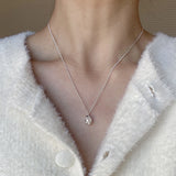 S925 Silver Pearl Necklace Women Irregular Pendants Jewelry Gift Party