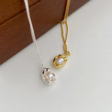 S925 Silver Pearl Necklace Women Irregular Pendants Jewelry Gift Party
