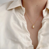 S925 Silver Pearl Necklace Women Irregular Pendants Jewelry Gift Party