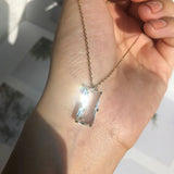 S925 Sterling Silver Rectangle Necklace Diamond Pendant