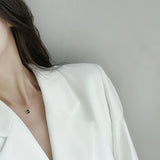 925 Silver Square Necklace Diamond Pendants Jewelry Women Clavicle Chain