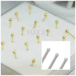 20Pcs/Box Ball Nose Rings Piercing Nose Studs 18 K Body Nose Piercing Jewelry
