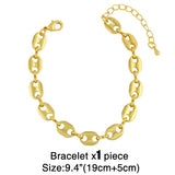 Yellow Brass Chain Women Party Bracelet Jewelry Necklace