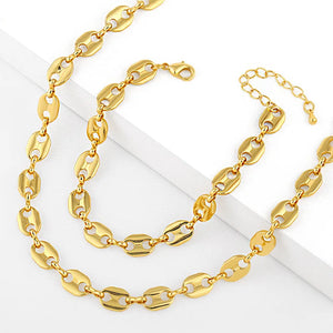 Yellow Brass Chain Women Party Bracelet Jewelry Necklace