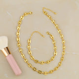 Yellow Brass Chain Women Party Bracelet Jewelry Necklace