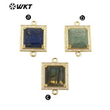 Gold-Plated Labradorite Stone Pendant Necklace or Earrings