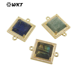 Gold-Plated Labradorite Stone Pendant Necklace or Earrings