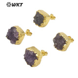 Delicate Purple Druzy Quartz Stone Earring