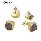 Delicate Purple Druzy Quartz Stone Earring