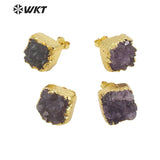 Delicate Purple Druzy Quartz Stone Earring