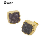 Delicate Purple Druzy Quartz Stone Earring