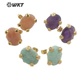 Delicate Sparkling Oval Gemstones Stud Earrings with Zircon