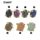 Delicate Sparkling Oval Gemstones Stud Earrings with Zircon
