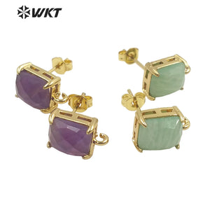 HOT Square Gemstone Earrings for Girls