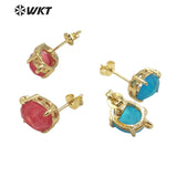 Colourful Oval Gemstone Earrings - Wedding Party Jewelry
