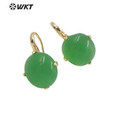 Round Gemstone Gold-Plate Earrings, Hot Jewelry for Birthday Party