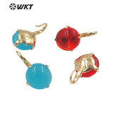 Round Gemstone Gold-Plate Earrings, Hot Jewelry for Birthday Party