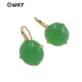 Round Gemstone Gold-Plate Earrings, Hot Jewelry for Birthday Party