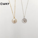 Arrival CZ & Shell Round Shape Necklace 18" Long