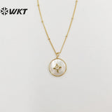 Arrival CZ & Shell Round Shape Necklace 18" Long